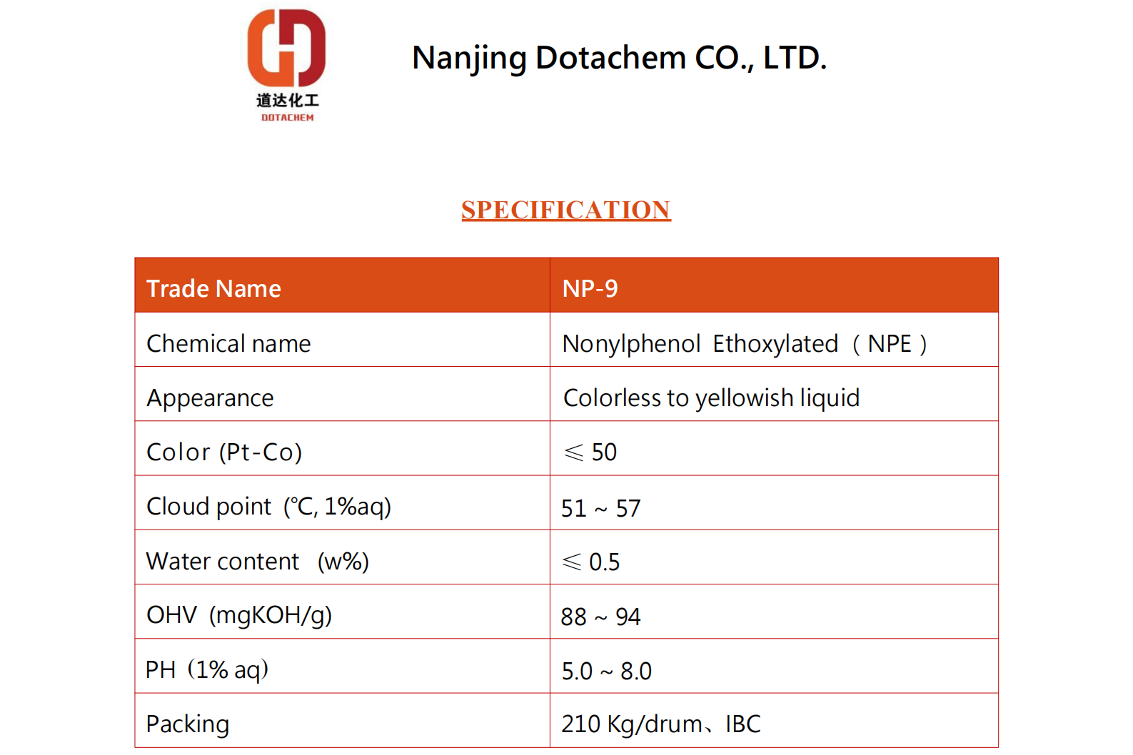 Nonylfenol geëthoxyleerd-9-TDS-Dotachem